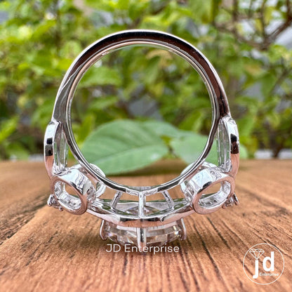 2.50 CT Step Cut Cushion Vintage Inspired Engagement Ring, Classic Bow Style Bridal Ring, Antique Moissanite Charm Ribbon Anniversary Ring