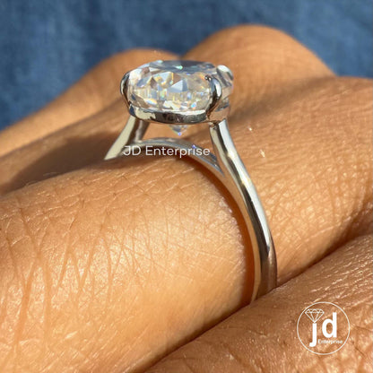 Vintage 4.00 CT Old Mine Oval Cut Moissanite Engagement Ring, Solitaire Wedding, Ring, Claw Prongs Set, Bridal Ring, Anniversary Gifts Ring