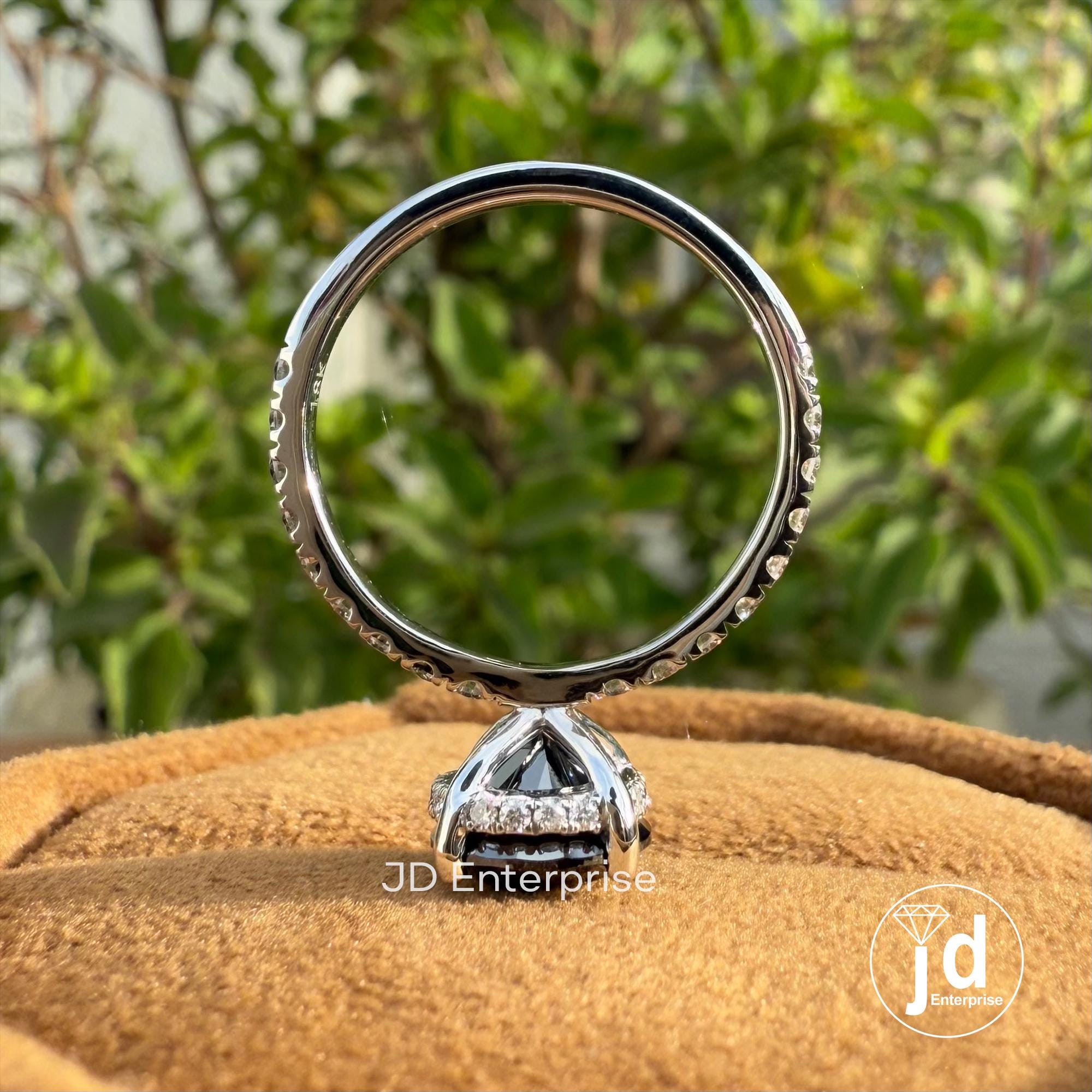 1.50 CT Round Black Moissanite Hidden Halo Engagement Ring, Pave Set Wedding Ring, Anniversary Gift Ring, Promise Ring, Proposal Ring