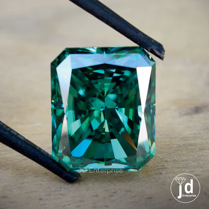 5.25 CT Radiant Green Moissanite | Loose Moissanite for Pendant, Engagement Ring, Anniversary Gift | Customized or Personalized