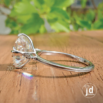 Vintage Engagement Ring, 3.50 CT Colorless Old Mine Cut Cushion Moissanite Wedding Ring, Miligrain Ring, Fish Tail Prong, Bridal Ring