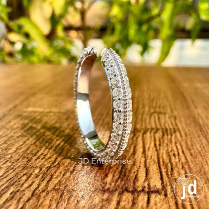 Micro Pave Set Open Gap Engagement Claw Band, Milgrain Open Space Ring, Full Eternity Wedding Cuff Band, Matching Band Anniversary Gift