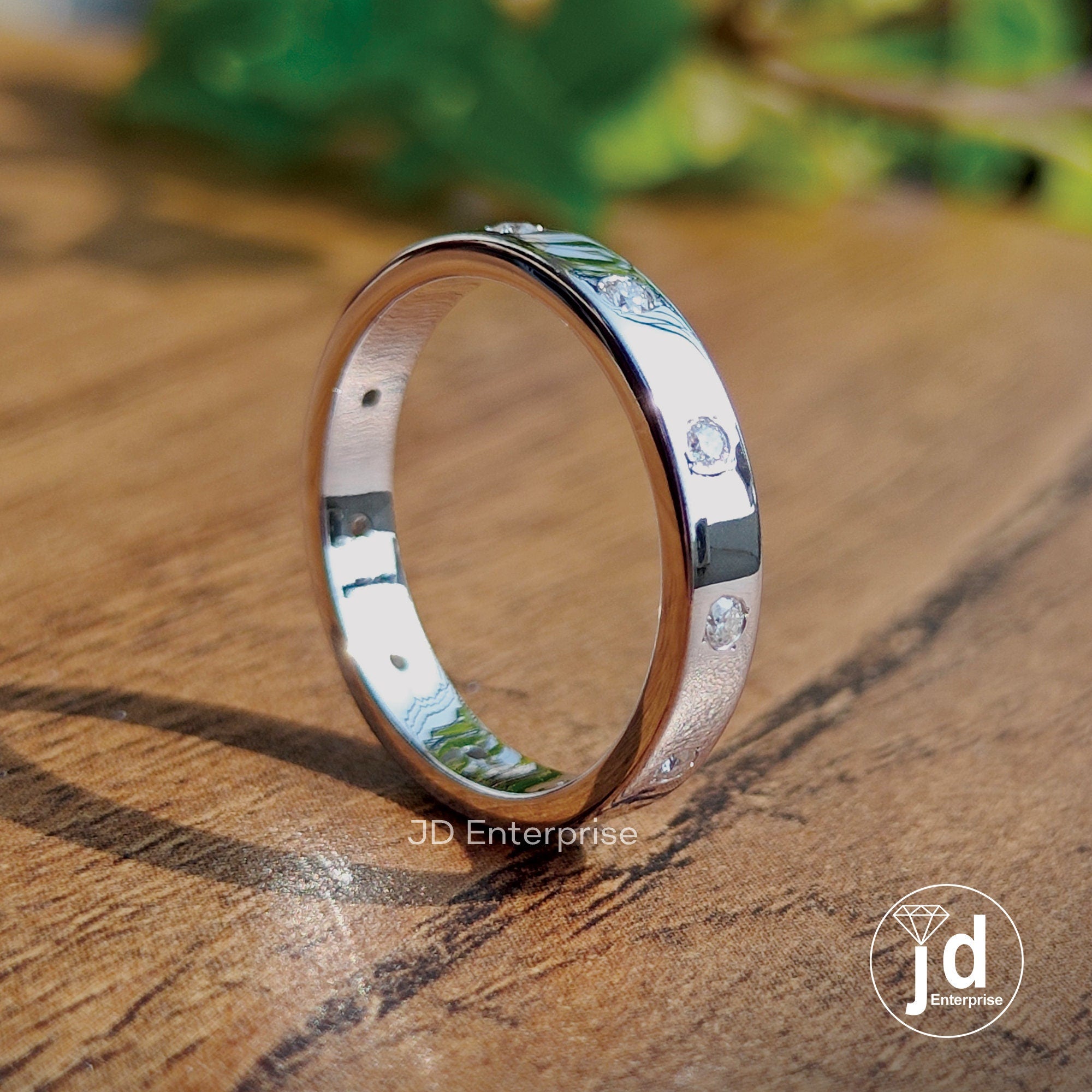 1.60 MM Round Flush Set Moissanite Engagement Band, Moissanite Wedding Band, Stackable Comfort Fit Band, Anniversary Gift Band for Women