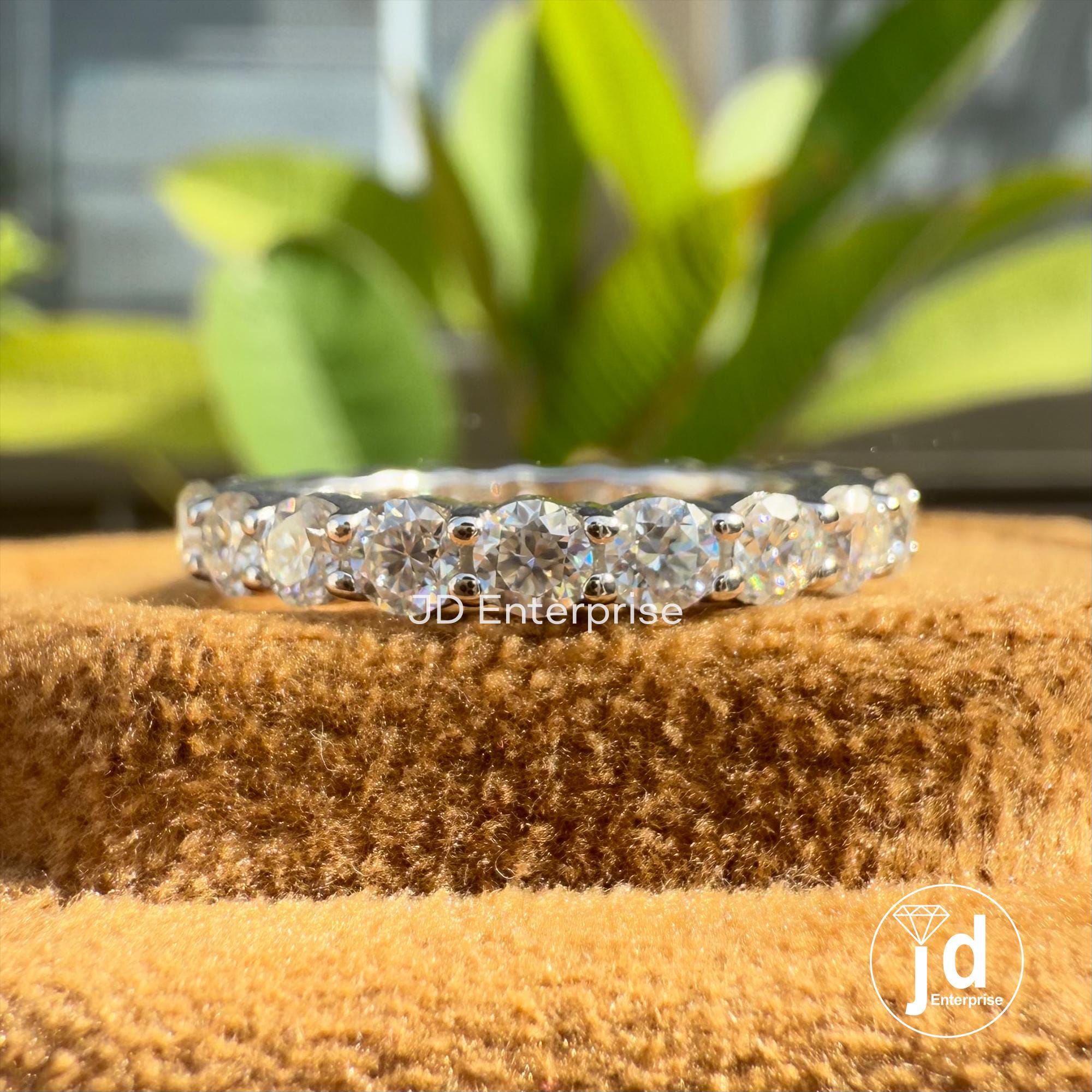 Round Moissanite Band, 2.80 MM Round Cut Colorless Moissanite Full Eternity Wedding Band, Stacking Band, Matching Band, Anniversary Gifts