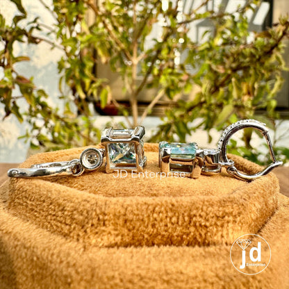 4.57 TCW Princess Cut Bluegreen Moissanite Earrings, Dangle Drop Wedding Earrings, Bridal Earrings, Engagement Earrings, Anniversary Gift
