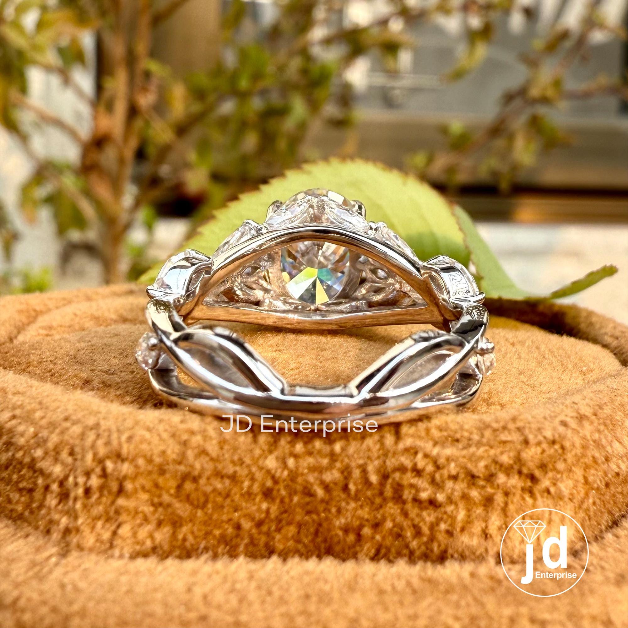 Floral Oval Cut Moissanite Engagement Ring, Vintage Wedding Ring, Cluster Hidden Halo Bridal Ring, Infinity Twisted Pave Anniversary Ring