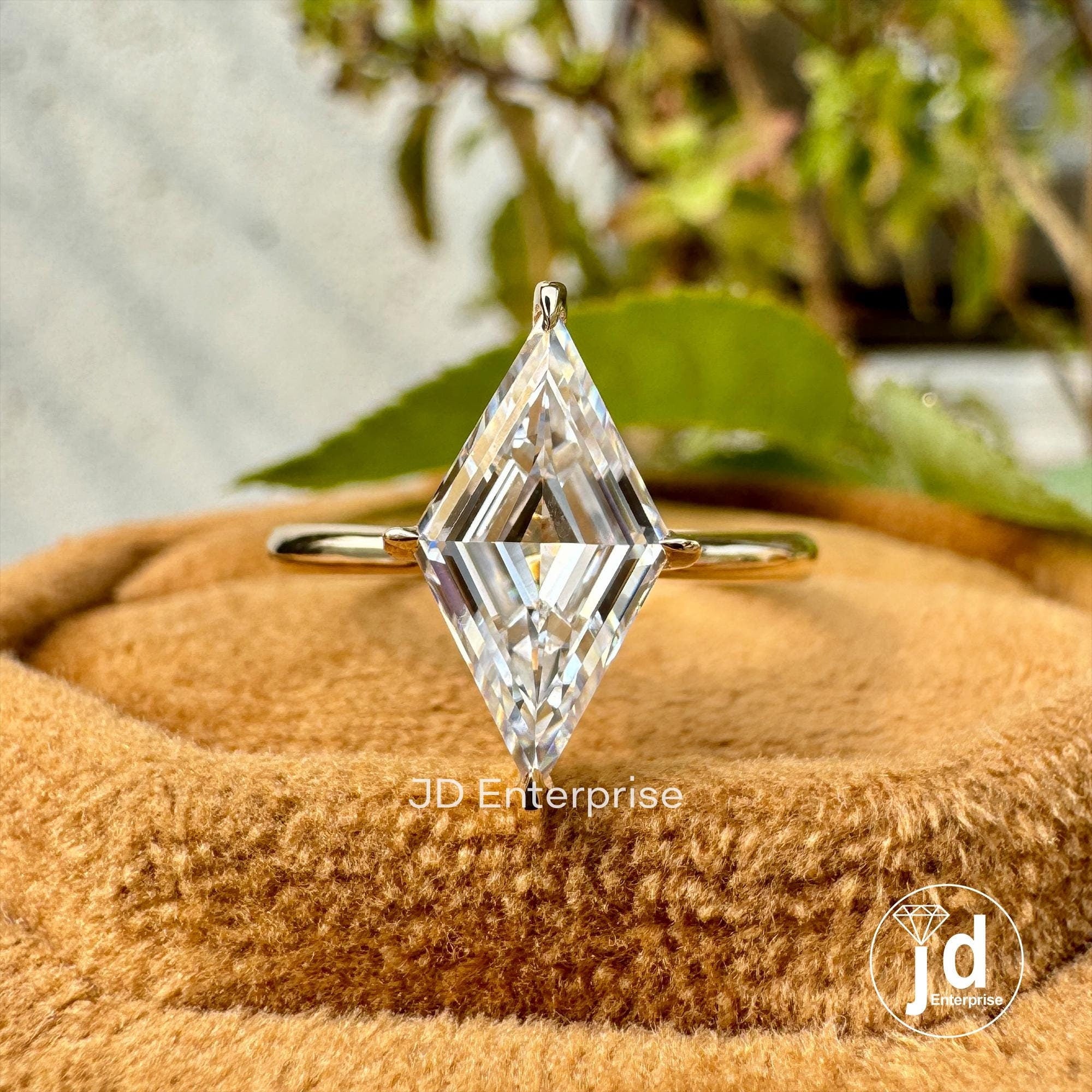 1.80 CT Colorless Lozenge Cut Moissanite Ring, Kite Cut Solitaire Ring, Yellow Gold Engagement Ring, Unique Wedding Ring, Anniversary Gift