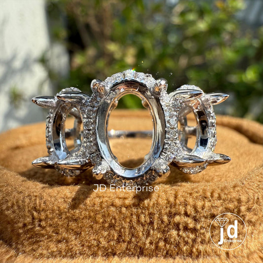 Semi Mount Ring, 0.53 TW Round Colorless Moissanite Ring, Pave Set Engagement Ring, Three Stone Wedding Ring, 10K/14K/18K Solid Gold Ring