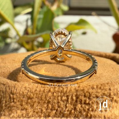 Oval Engagement Ring, 4.00 TCW Oval Moissanite Hidden Halo Ring, Oval Cut Wedding Ring for Women, Pave Set Propose Ring, Anniversary Gifts