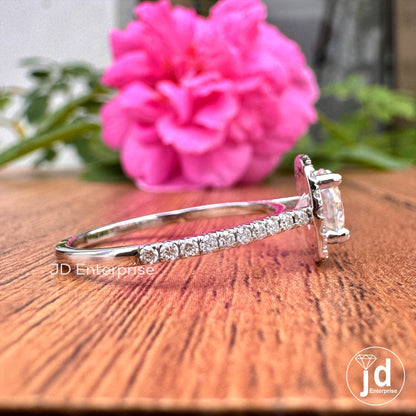 1.00CT Round Brilliant Cut Moissanite Colorless Engagement Ring, Pave Set Halo Wedding Ring, Anniversary Gift Ring, 10k/14k/18k/ Bridal Ring