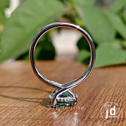2.36 CT Round Cut Green Moissanite Engagement Ring, Solitaire Ring, Wedding Ring, Split Shank Ring, Bridal Ring, Anniversary Gift Ring