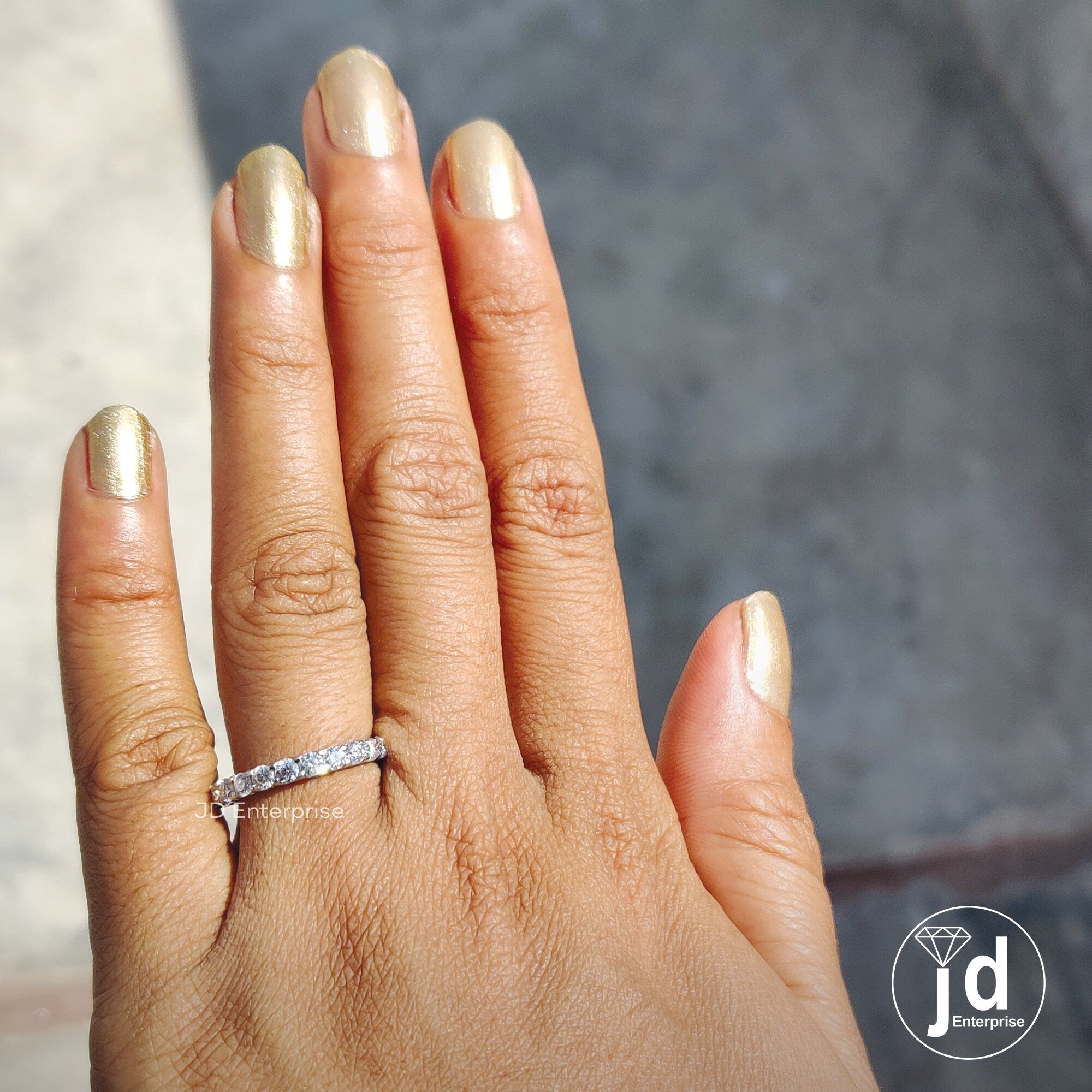 2.50 MM Round Moissanite Dainty Wedding Band, Moissanite Half Eternity Shared Prong Matching Engagement Bands, 10k Yellow Gold Bridal Band