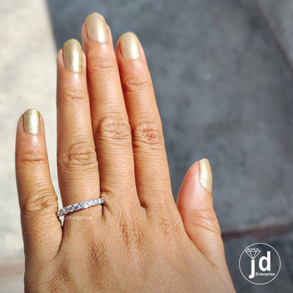 2.50 MM Round Moissanite Dainty Wedding Band, Moissanite Half Eternity Shared Prong Matching Engagement Bands, 10k Yellow Gold Bridal Band