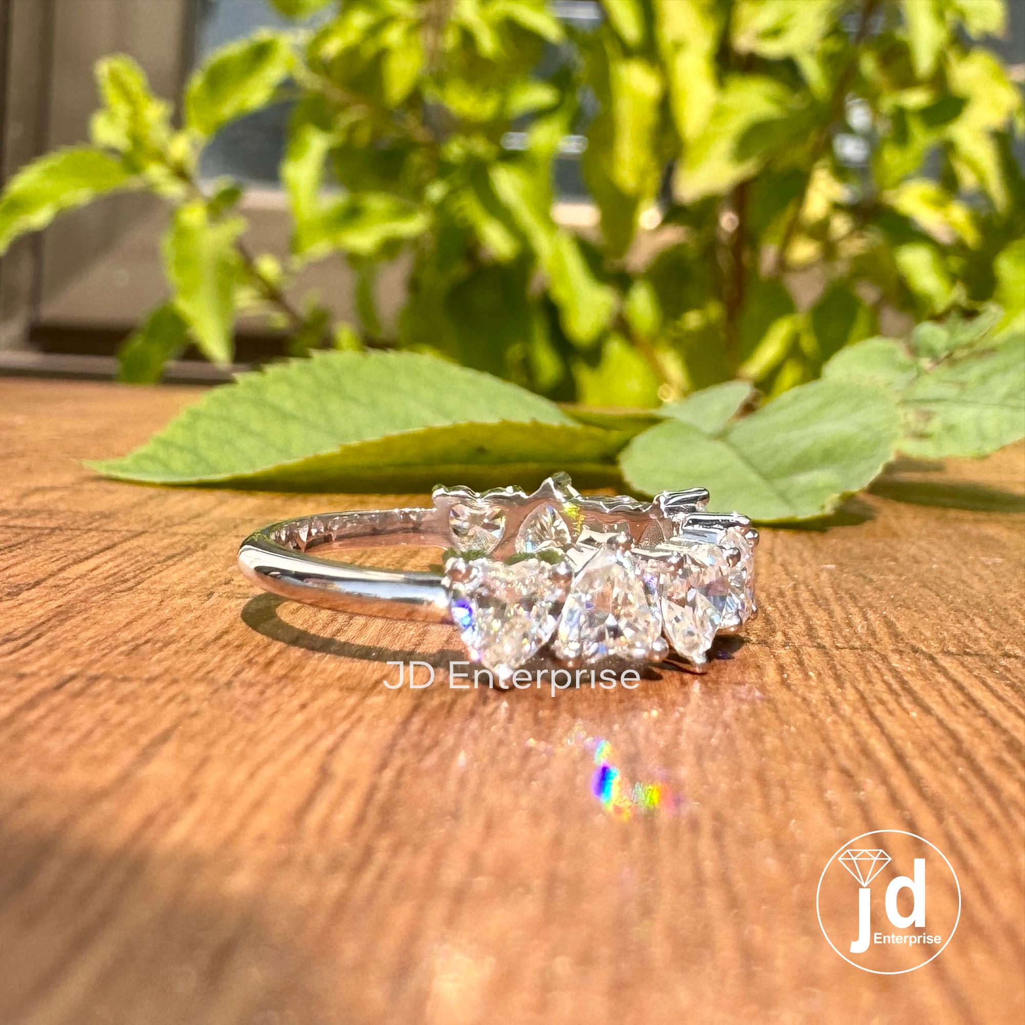 2.25 TCW Heart Shaped Moissanite Band, Moissanite Engagement Band, Matching Anniversary Band, 10k/14k/18k Gold Half Eternity Wedding Band