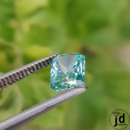 2.00CT Royal Blue Radiant Cut Loose Moissanite For Engagement Ring/ Antique Radiant Cut/ Vintage For Ring/ Aqua Blue Moissanite For Gift