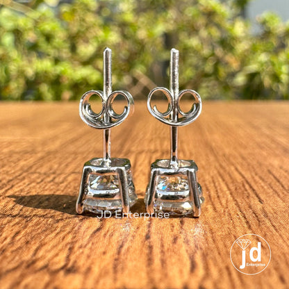 6.50 MM Portuguese Cut Colorless Moissanite Earrings, Stud Earrings for Women, Daily Wear Earrings, Wedding Earrings, Push Back Earrings