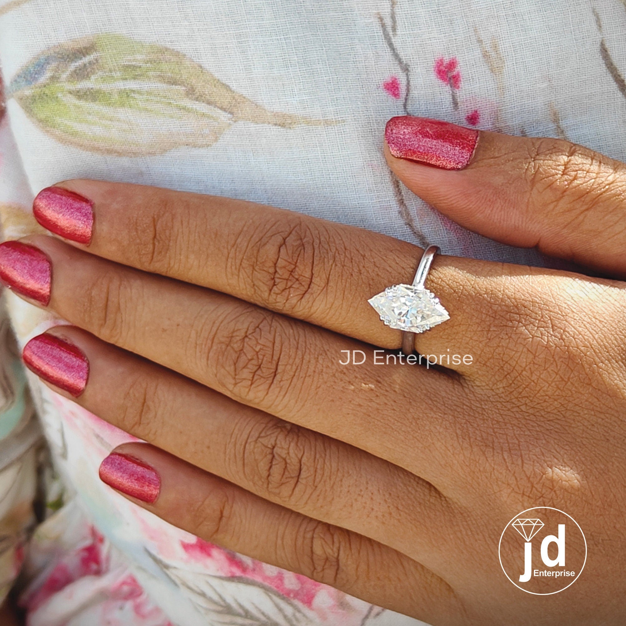 Dutch Marquise Moissanite Engagement Ring, Hidden Halo Wedding Ring, Solitaire Handmade Ring, Bridal Ring, Anniversary Gifts, Proposal Ring