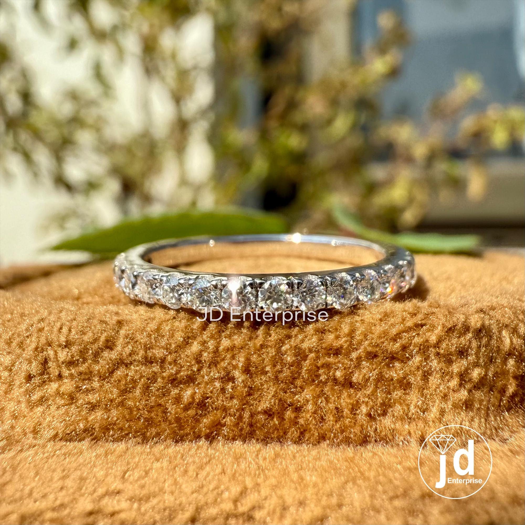 0.35 TCW Round Colorless Moissanite Band, Half Eternity Wedding Band, Stacking Ring, Engagement Band, Comfort fit Band, Anniversary Gifts