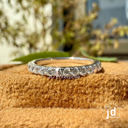 0.35 TCW Round Colorless Moissanite Band, Half Eternity Wedding Band, Stacking Ring, Engagement Band, Comfort fit Band, Anniversary Gifts