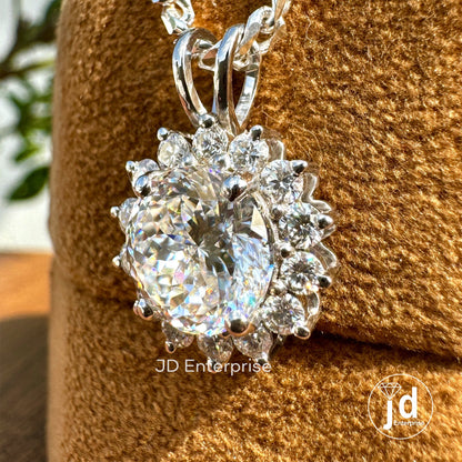 Flower Style 3.00 CT Portuguese Cut Cluster Halo Wedding Pendant, Colorless Moissanite Charm Pendant for Necklace, Engagement/Birthday Gifts