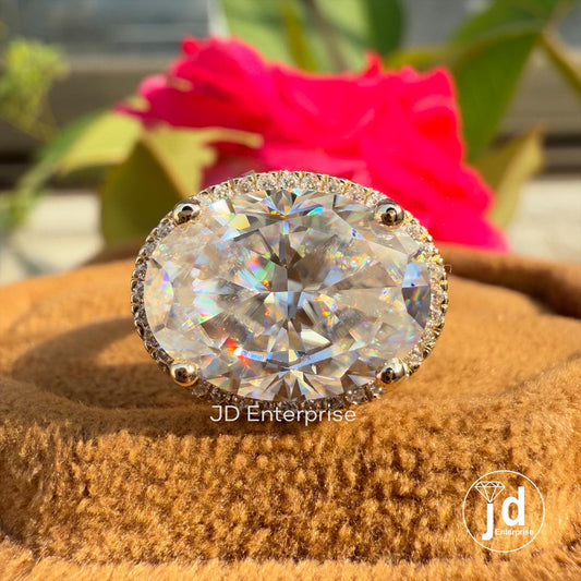 Vintage 5.00 CT Oval Cut Hidden Halo Engagement Moissanite Ring, Art Deco Wedding Ring, Filigree Rings for Women, Milgrain Ring, Bridal Ring