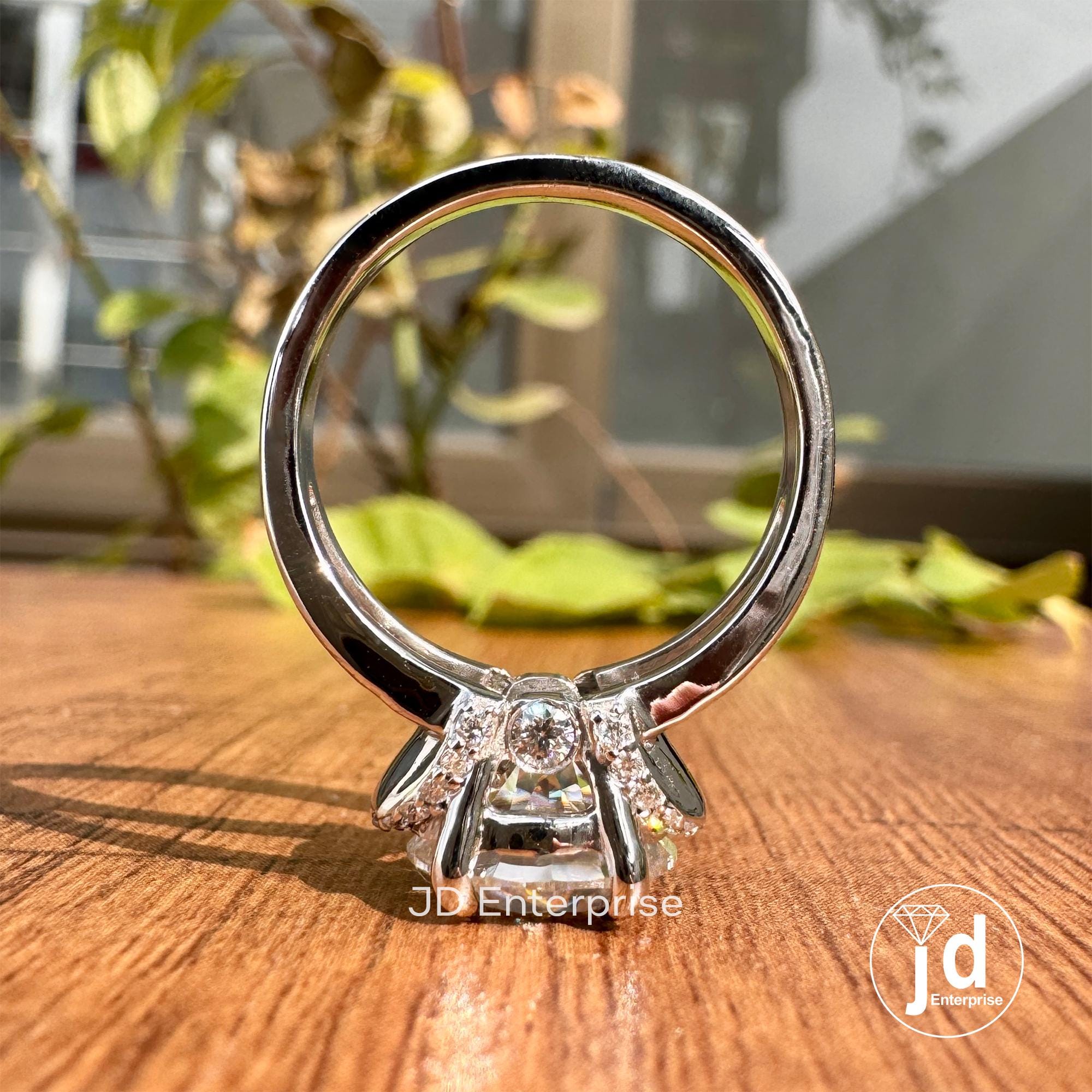 Vintage Style Engagement Ring, 3.50 CT Colorless Round Cut Moissanite Ring, Half Halo Ring, Split Shank Wedding Ring, Bridal Ring