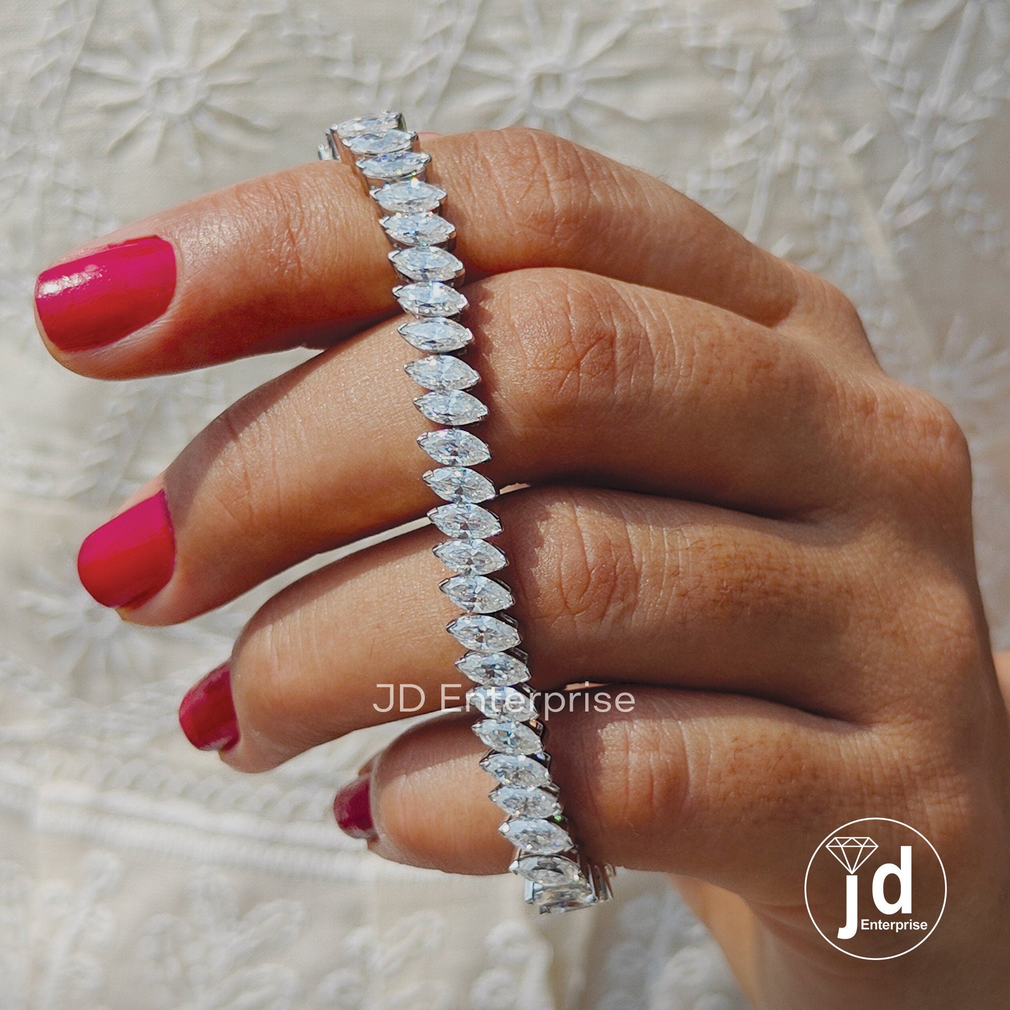 Luxuries Style Wedding Bracelet, Marquise VVS Moissanite Tennis Bracelet for Women, Stacking Wedding Bracelet, Anniversary Gift, Bridal