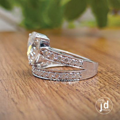 2.00 CT Near Colorless Old Mine Pear Cut Moissanite Engagement Ring, Vintage Split Pave Wedding Ring, Vintage Bridesmaid Ring, Accent Ring