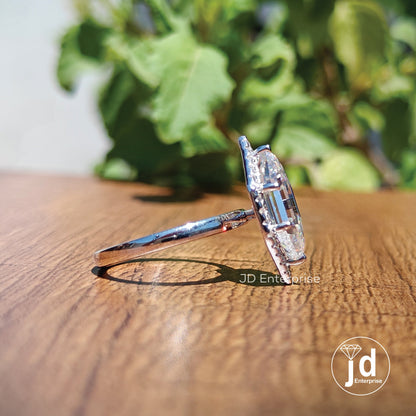 Step Cut Dutch Marquise Moissanite Engagement Ring, Halo Wedding Ring, Claw Prongs, Proposal Ring, Bridesmaid Ring, Anniversary Gifts Ring