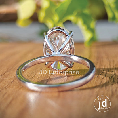 Solitaire Oval Moissanite Ring, 5.0 CT Colorless Oval Cut Engagement Ring, Oval Wedding Ring, Bridal Ring, Anniversary Gift, Solid Gold Ring