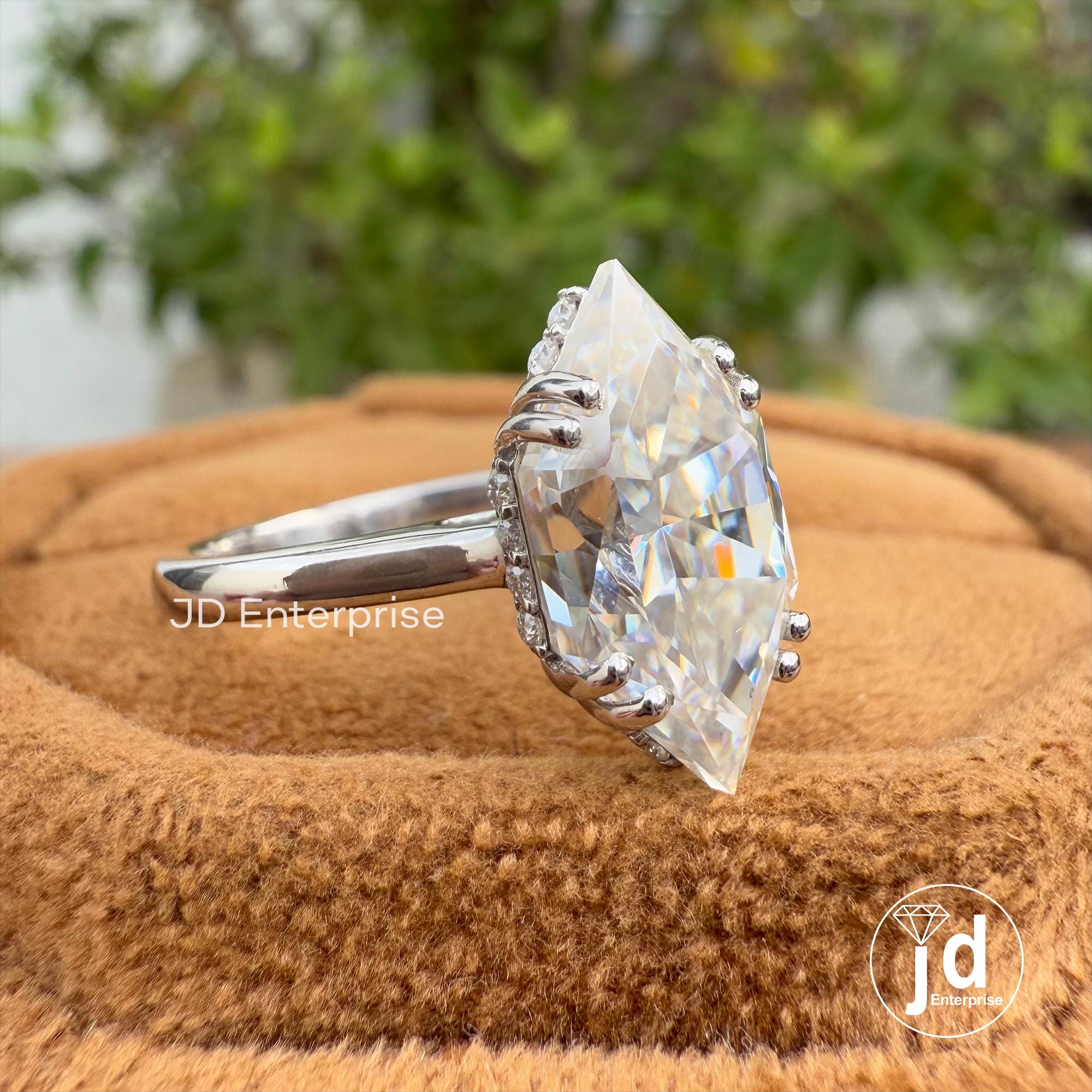 Dutch Marquise Moissanite Engagement Ring, Hidden Halo Wedding Ring, Solitaire Handmade Ring, Bridal Ring, Anniversary Gifts, Proposal Ring