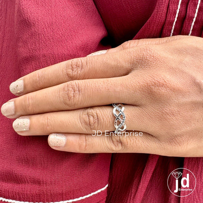 Infinity Twisted Shank Wedding Band, Designer Cross Over Band, Round Cut Black Moissanite Band, Engagement Ring, Anniversary Gift for Her