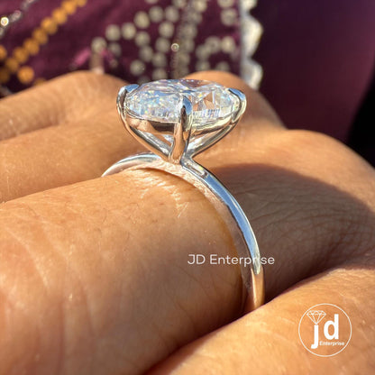3 CT Oval Cut Moissanite Ring, Oval Solitaire Engagement Ring, Oval Cut Wedding Ring, Oval Moissanite Bridesmaid Ring, Anniversary Ring