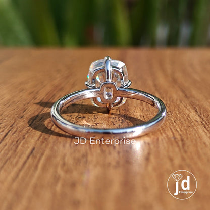 3.00CT Colorless Old Mine Cushion Cut Moissanite Engagement Ring, Proposal Ring, Vintage Style Solitaire Wedding Ring White Gold Bridal Ring