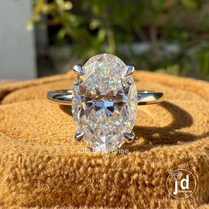 3 CT Oval Cut Moissanite Ring, Oval Solitaire Engagement Ring, Oval Cut Wedding Ring, Oval Moissanite Bridesmaid Ring, Anniversary Ring