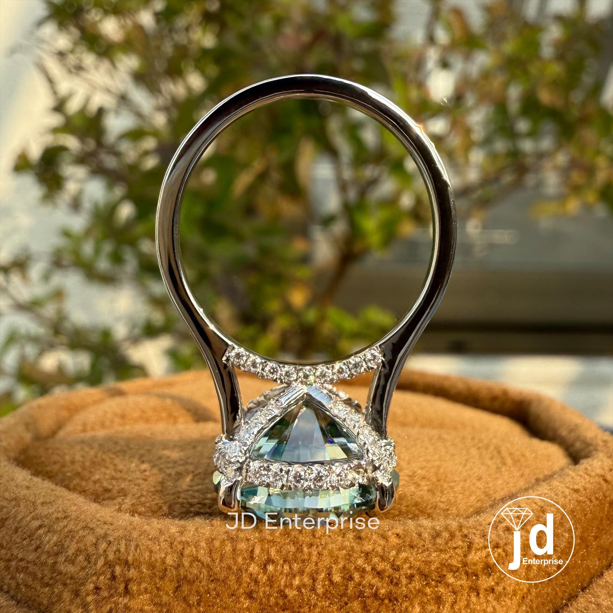 6.50 CT Sparkling Round Cut Cyan Blue Moissanite Engagement Ring, Hidden Halo Ring, Petite Pave Wedding Ring, Anniversary Gift Ring
