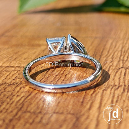 Colorless & Light Grey Moissanite Toi Et Moi Ring, Emerald and Pear Cut Two Stone Ring, White Gold Wedding Ring, Anniversary Gift, Bridal