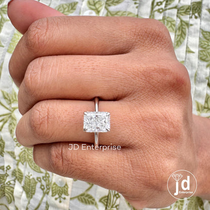 2.00 CT Colorless Radiant Cut Engagement Ring, Solitaire Hidden Halo Ring, Crushed Ice Moissanite Wedding Ring, Propose Ring, Invisible Halo