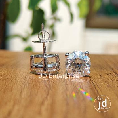 Gold Stud Earrings for Women, Daily Wear Earrings, Moissanite Stud Earrings Screw Back, Birthday Gifts, Graduations Gifts for Her