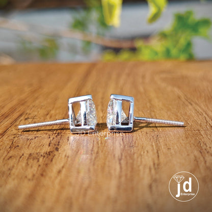 3.00 TCW Trillion Cut Moissanite Stud Earrings, Wedding Earrings, Screw/Push Back, Bridal Earrings, Everyday Earrings for Anniversary Gifts