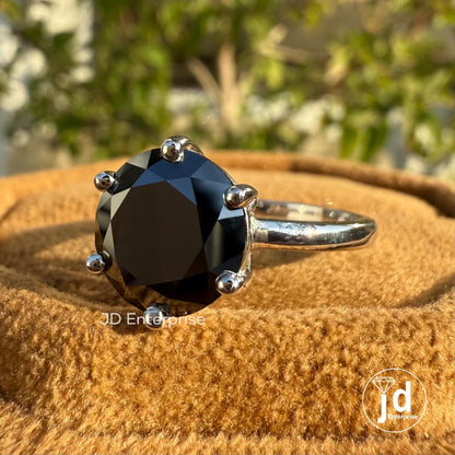 3.00 CT Round Cut Black Moissanite Engagement Ring, Promise Ring, Minimalist Ring for Women, Solitaire Wedding Ring, Anniversary Gift Ring