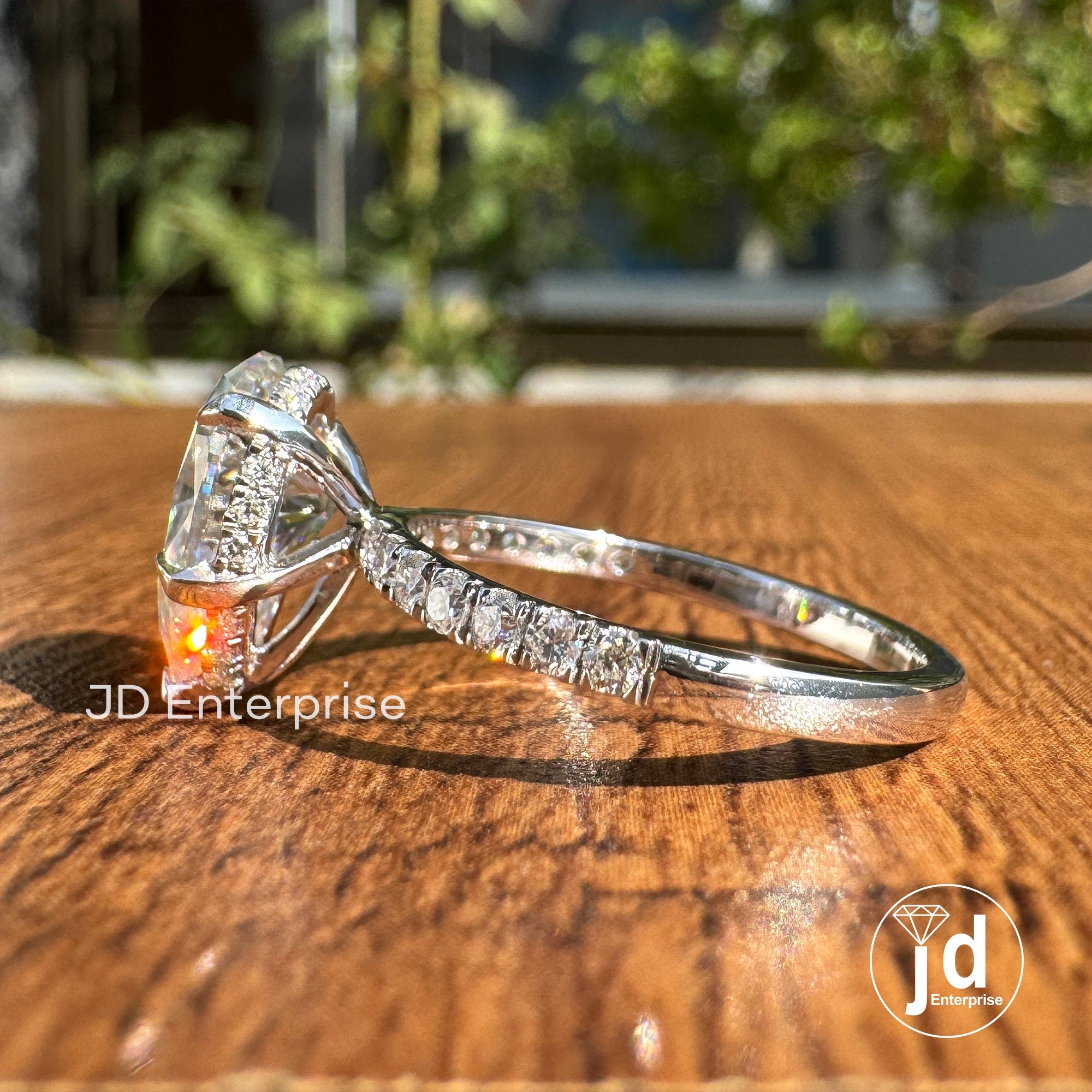 3.00 TCW Colorless Pear Cut Moissanite Engagement Ring, Hidden Halo Gorgeous Anniversary Ring, Pave Set Wedding Ring, 5 Prong Propose Ring