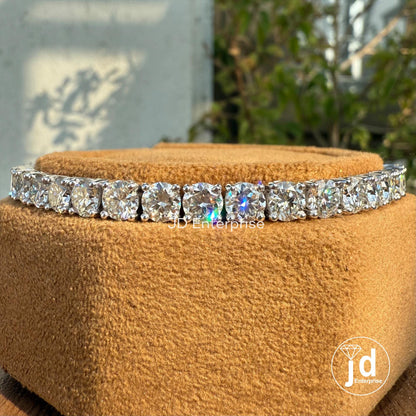 4.50 MM Round Moissanite Tennis Bracelet, Gold Engagement Bracelet, Box Lock, Bridal Set Bracelet, Anniversary Gift Bracelet for Women
