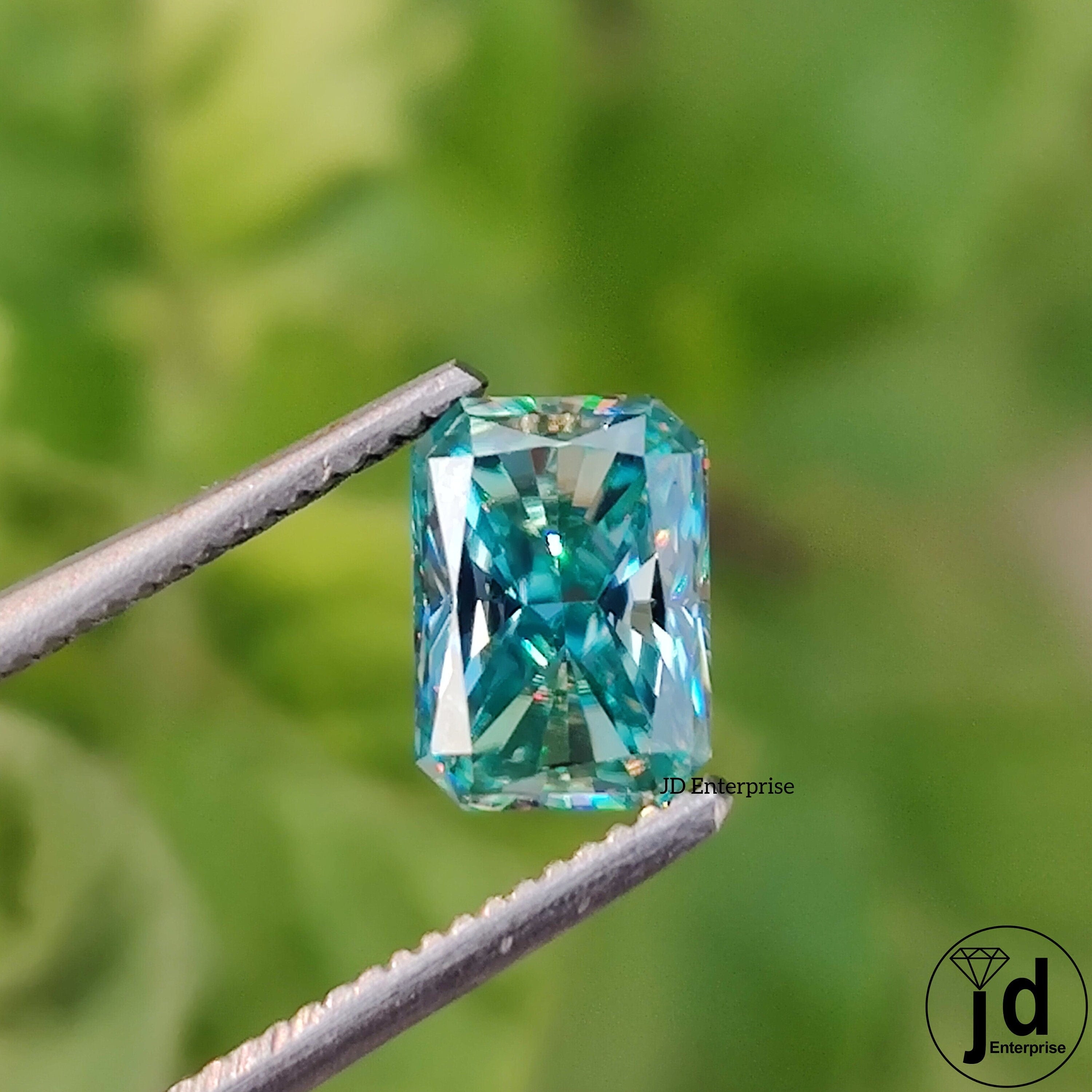 2.00CT Royal Blue Radiant Cut Loose Moissanite For Engagement Ring/ Antique Radiant Cut/ Vintage For Ring/ Aqua Blue Moissanite For Gift