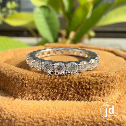 Round Moissanite Band, 2.80 MM Round Cut Colorless Moissanite Full Eternity Wedding Band, Stacking Band, Matching Band, Anniversary Gifts