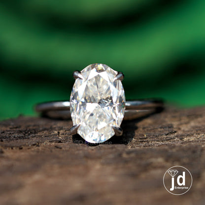 Oval Cut Moissanite Engagement Ring, Oval Solitaire Moissanite Ring, White Gold Ring, Anniversary Gift Ring, Bridal Ring, Daily Wear Ring