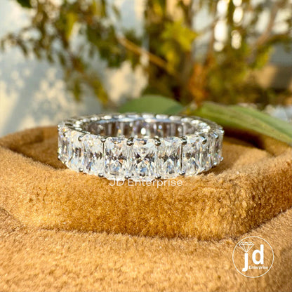 Radiant Cut Moissanite Full Eternity Band, Wedding Band, Moissanite Eternity Band for Women, Gold Promise Band, Matching Band, Bridal Set