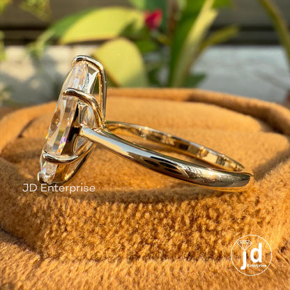 2.50 CT Marquise Cut Moissanite Engagement Ring, Solitaire Wedding Ring, Proposal Ring, Anniversary Gifts Ring for Women, Yellow Gold Ring