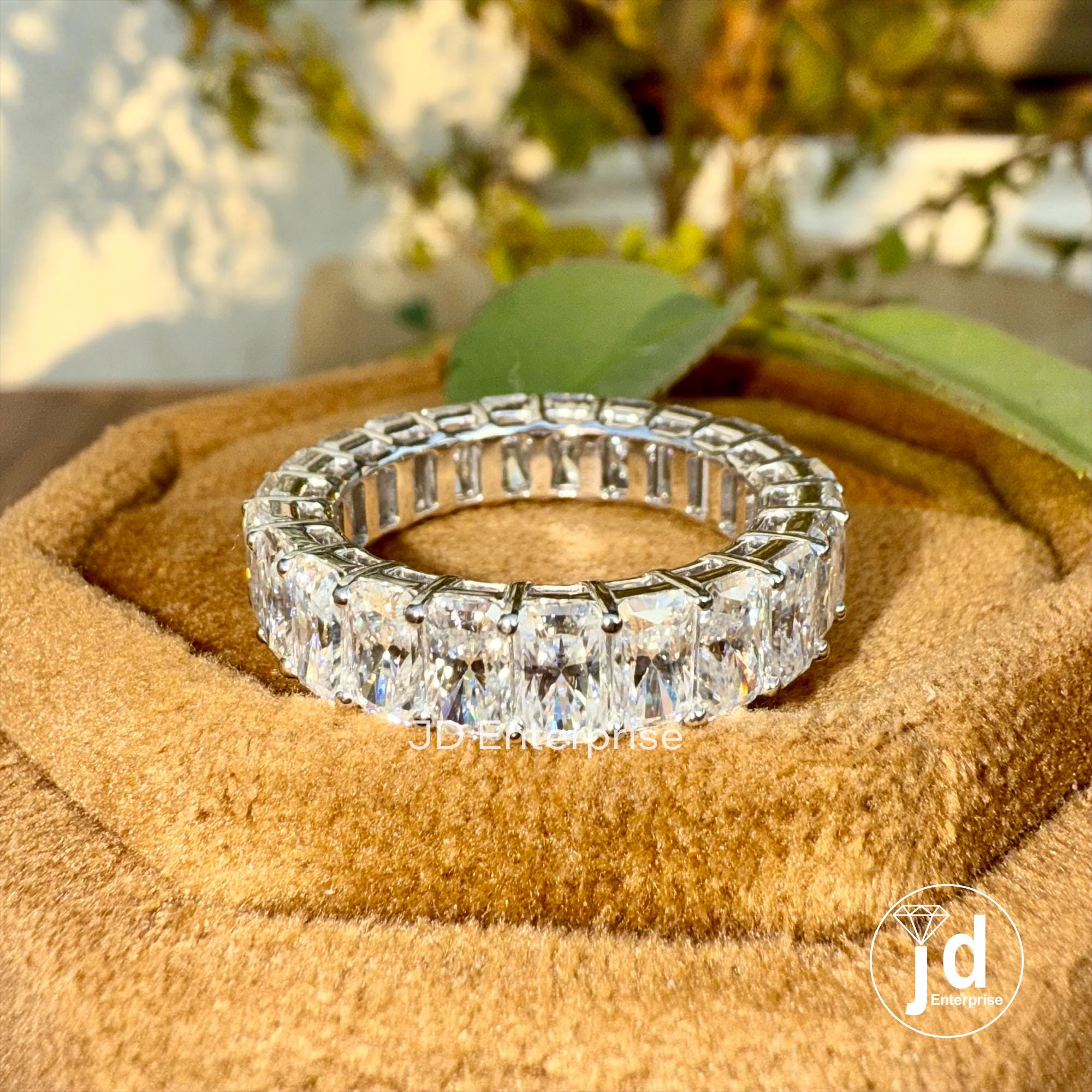 Radiant Cut Moissanite Full Eternity Band, Wedding Band, Moissanite Eternity Band for Women, Gold Promise Band, Matching Band, Bridal Set