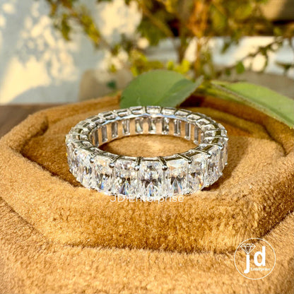 Radiant Cut Moissanite Full Eternity Band, Wedding Band, Moissanite Eternity Band for Women, Gold Promise Band, Matching Band, Bridal Set